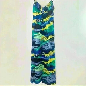 Calvin Klein blue green tie-dye printed sleeveless maxi dress 4